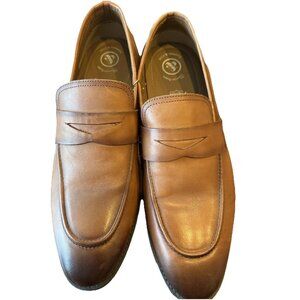 Thomas & Vine Men's size 12 Bishop Apron Toe Penny Loafer Shoes Cognac